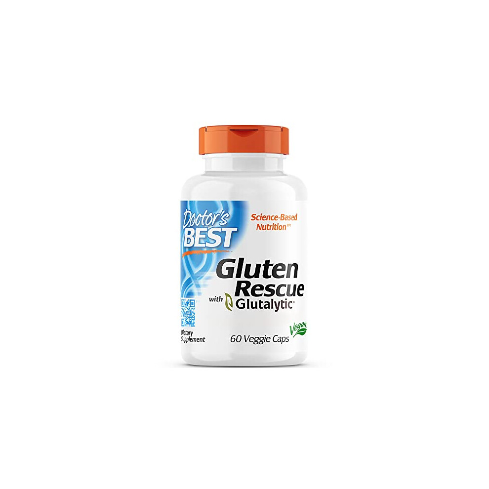 Doctor's Best Gluten Rescue With Glutalytic, Enzyme Complex, 60 Vegan Capsules, Laboratory Tested, Gluten Free, Soy Free, Vegetarian, Non-Gmo