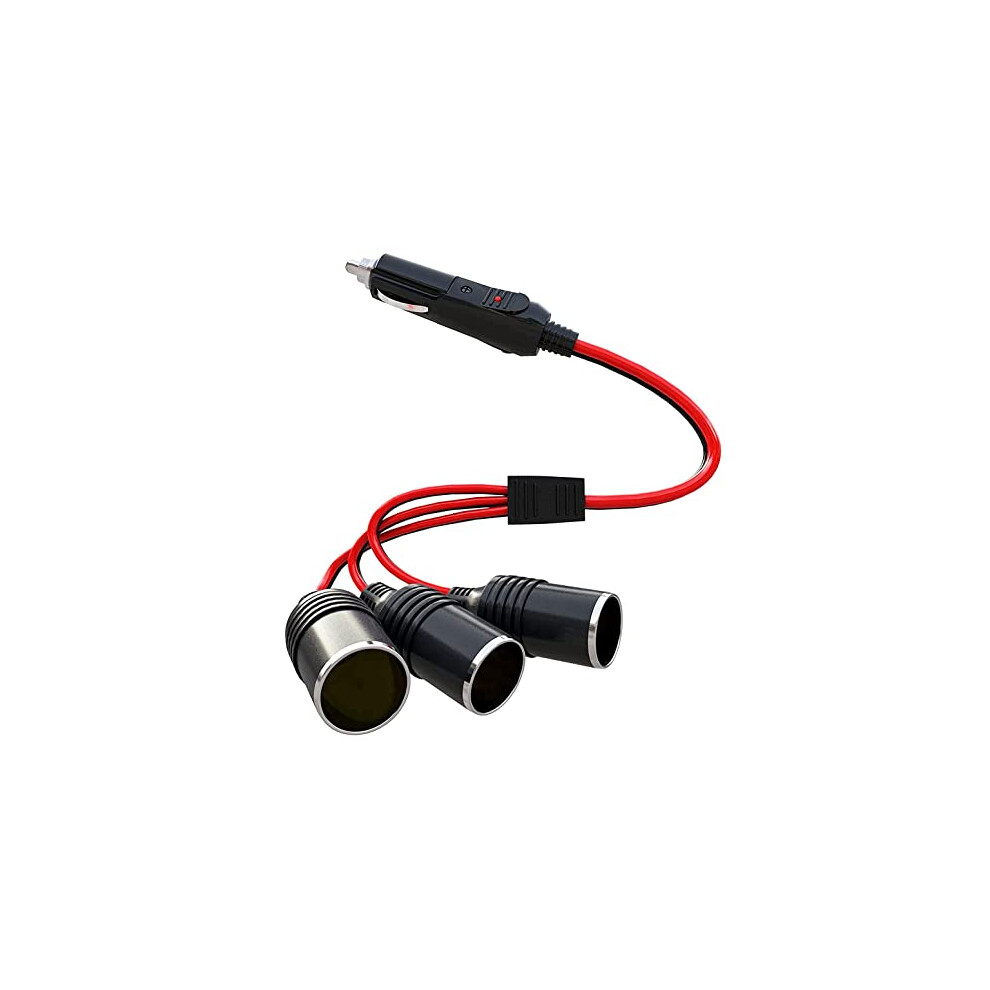 Car Cigarette Lighter Splitter 1 To 3 12V 24V Power Charger 3 Way Socket Splitter Cigarette Lighter Extension Cord Cable 726634191173