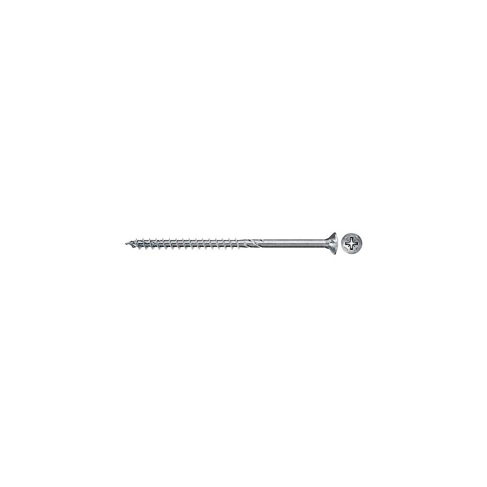 670226 FPF Power-Fast II 4.0 x 60mm Chipboard Wood Screws, Countersunk Head with Phillips, Partial Thread, Galvanised Blue Passivated, Box of 200