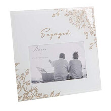 Engagement Grey Glass 6'x4' Photo Frame with Glitter/Wording - Engaged