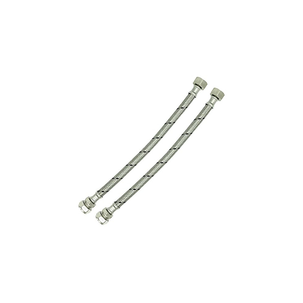 2X Reeds 15Mm X 1/2Inch Flexi 300Mm Flexible Braided Tap & Inlet Valve Connector Pack Of 2 Wras Approved 5060795862332