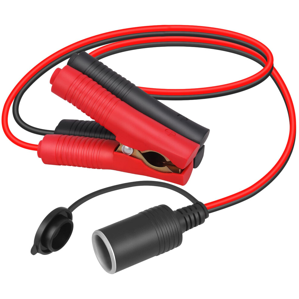 12V 24V Cigarette Lighter Socket To Crocodile Battery Clip Direct Battery Type Length 50Cm 14Awg Adapter Cable 20A 8424511857984