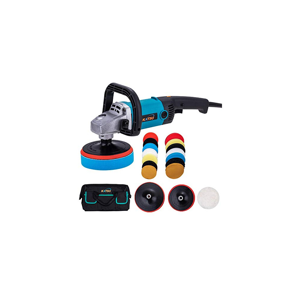 Katsu Car Polisher 1200W 150Mm 180Mm With 20Pcs Polishing Sponge Set And Tool Bag, 6 Variable Speeds Electric Car Buffer Polishing Waxing Machine, Car 5056156052450