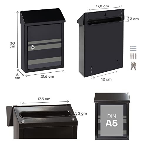 E5724-STR Letterbox, Black with Screen Printing 2