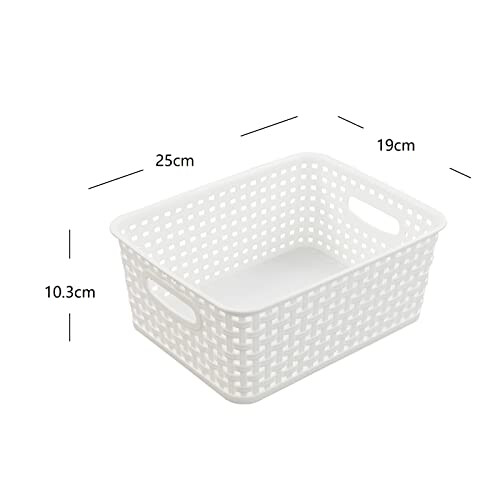 White Plastic Woven Storage Baskets, 6 Packs 2