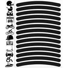 Biomar Labs 14pcs High Visibility Warning Reflective Rim Stickers Kit Decals Black Reflector Highly Night Safety Arrows Visibility Universal Self -