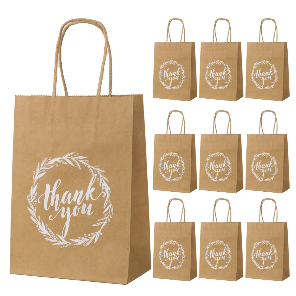 10pcs Thank You Gift Bags Small Brown Party Favour Bags for Baby Shower Birthday Party Rustic Vintage Thank You Bags for Bridesmaids