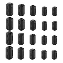 20Pcs Ferrite Core Ferrite Choke Ferrite Clip-on Black Ferrite Ring Core RFI EMI Noise Suppressor Cable Clip with 3.5mm 5mm 7mm 9mm 13mm Inner