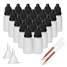 50 Pcs 10ml Dropper Bottle Plastic Squeeze Bottle Eye Liquid Dropper with Tamper Evident Screw Top, Bonus 2 Funnels and 2 Pipette