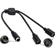 S-Video 4 Pin Mini DIN Y Splitter Connector Cable 4 Pin Mini DIN S-Video Male to 2 Female Y Splitter Extension Adapter Cable for SVHS/S-Video