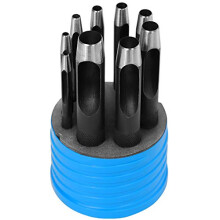 Round Steel Hollow Punch Set, 9 Pieces, 3-14 mm for Leather Craft | In Practical Storage Box | Leather Punch Set | Hole Punch Set