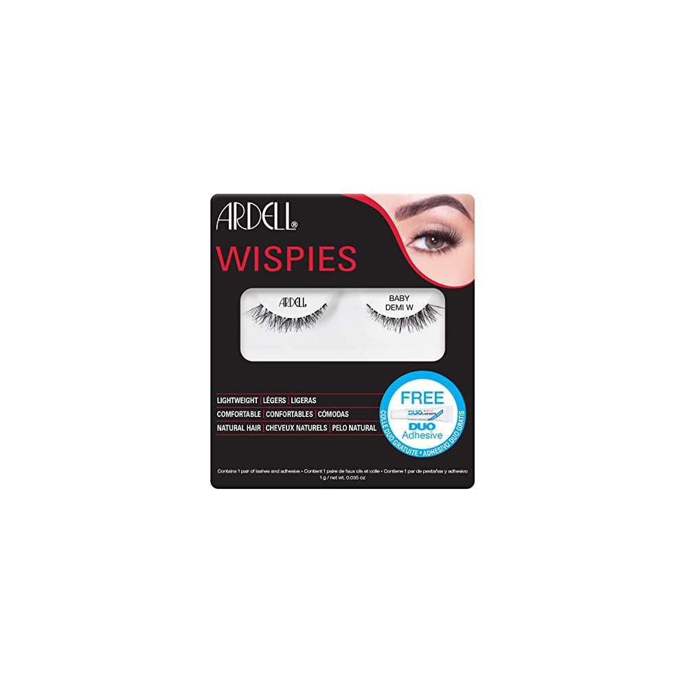 False Eyelashes Baby Demi Wispies Free Mini DUO Adhesive Black Short Length Light Volume Criss-Cross Feathering Curl Lashes Invisiband Comfortable