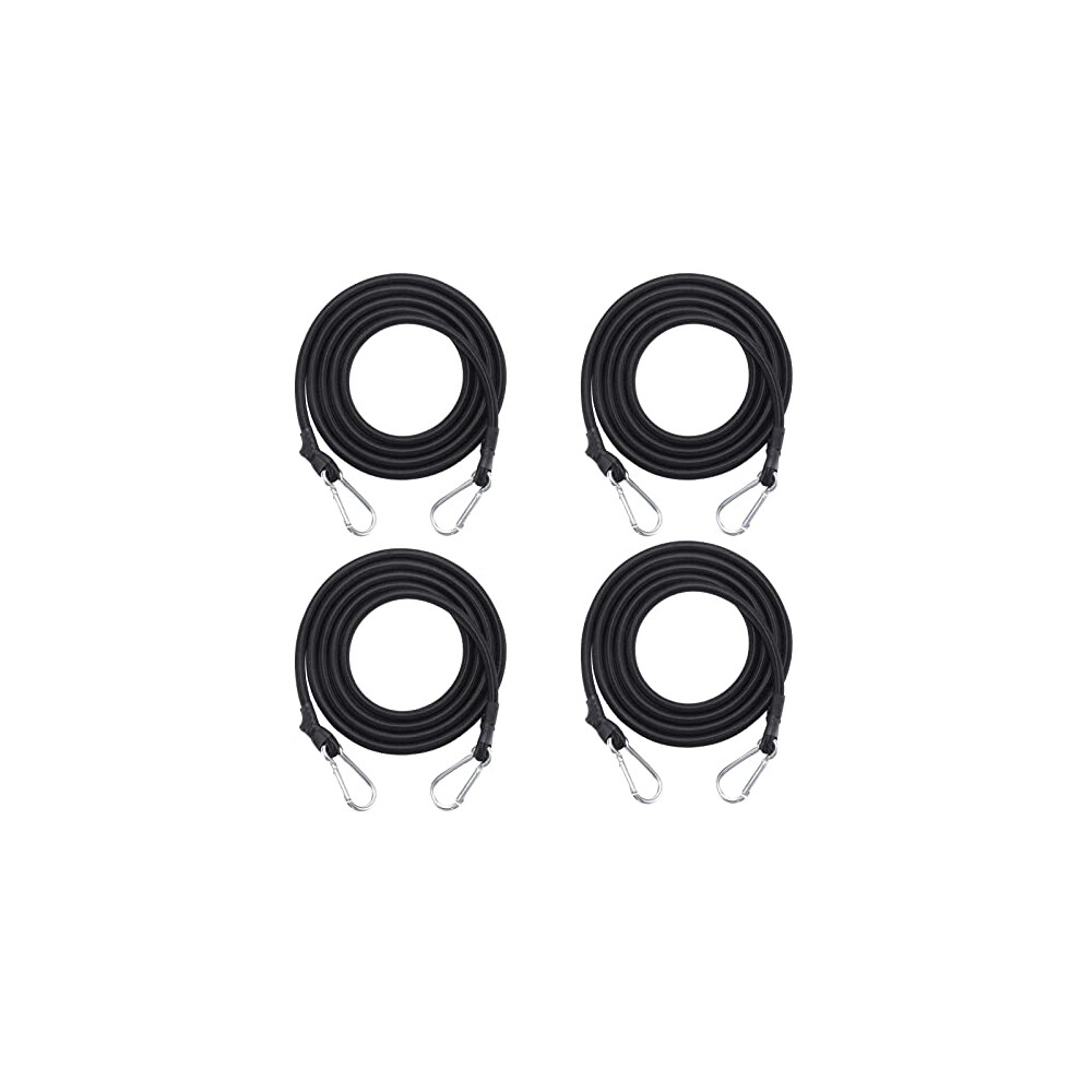 Bungee Cords With Carabiner Clips, 4Pcs Black Bungee Ropes 40Inch Heavy Duty Elastic Rope Cord Multi-Purpose Elastic Bungee Straps For Motorcycle Car 614158318223