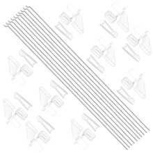 10 PCS 1.2x260mm Steel Pushrod Parts + 10 PCS Nylon Micro Control Horns 20x11mm 4 Holes for RC Airplane Plane DIY Parts