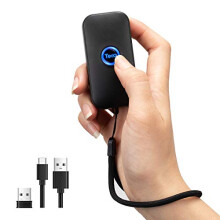 Mini Barcode Scanner Bluetooth 1D Laser Bar Code Scanner Portable Bar Code Reader 3-in-1 USB Wired & 2.4G Wireless & Bluetooth Compatible with IOS,