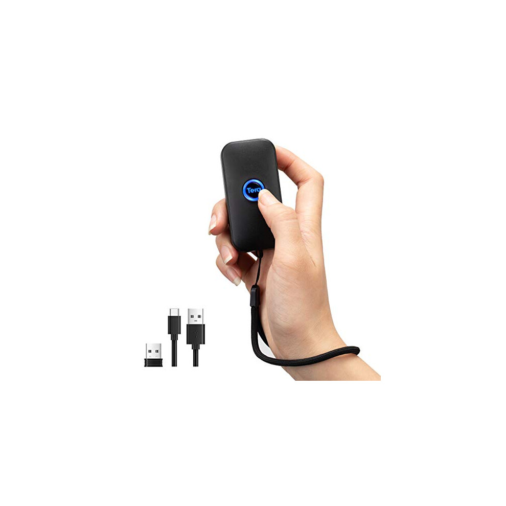 Mini Barcode Scanner Bluetooth 1D Laser Bar Code Scanner Portable Bar Code Reader 3-in-1 USB Wired & 2.4G Wireless & Bluetooth Compatible with IOS,