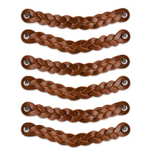 - Leather Handles for Furniture - Braided - Cognac - 12 pcs - 20 x 2,5 cm - Cabinet Handle, Door Handle for Kitchen, Bathroom, cabinets, Dresser, Wood