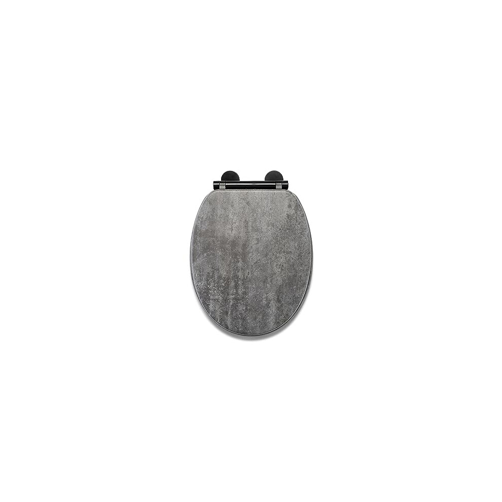 WL602131H Kirkstone Cumbrian Slate Effect Flexi-Fix Toilet Seat, Soft Close, Quick Release