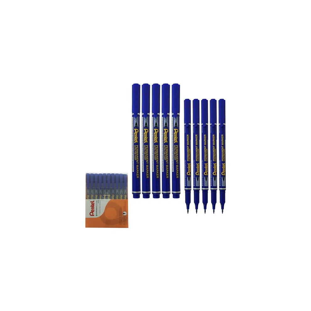 NF450 Pen-Style Permanent Marker Pens, Extra Fine Tip, BLUE, Pack of 10, Write-4-All CD/DVD Markers, Waterproof Fadeproof Ink, Quick Dry