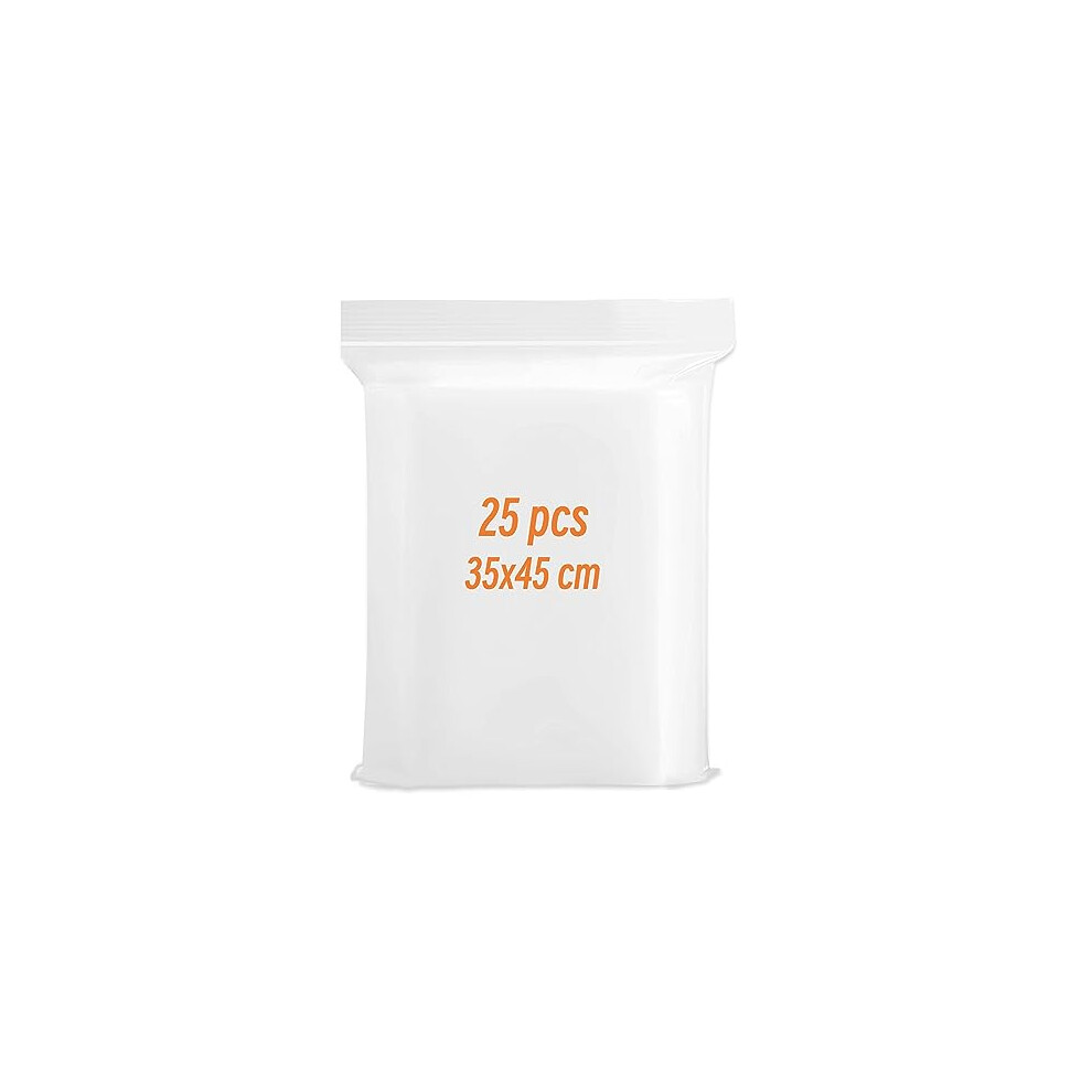 Large Sealable Plastic Bags,Grip Seal Bags 35x45cm 25 PCS,Big Clear Ziplock Bags Large Baggies,Resealable Plastic Bags for Kitchen