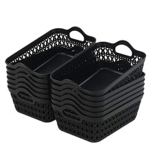 Desktop Plastic Basket, Set of 12 Plastic Small Storage Trays Baskets (Black)