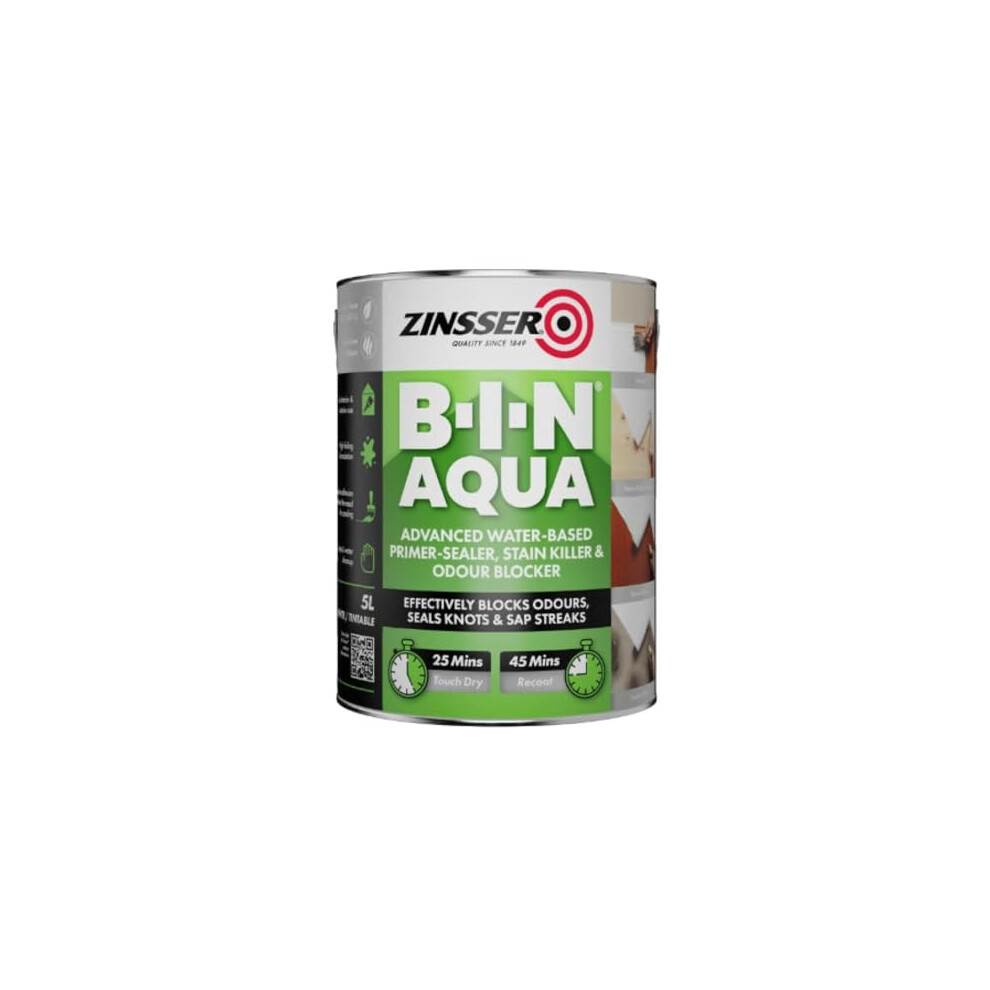 BIN Aqua Primer Sealer - Stain Killer Paint - White, 1.00 l (Pack of 1)