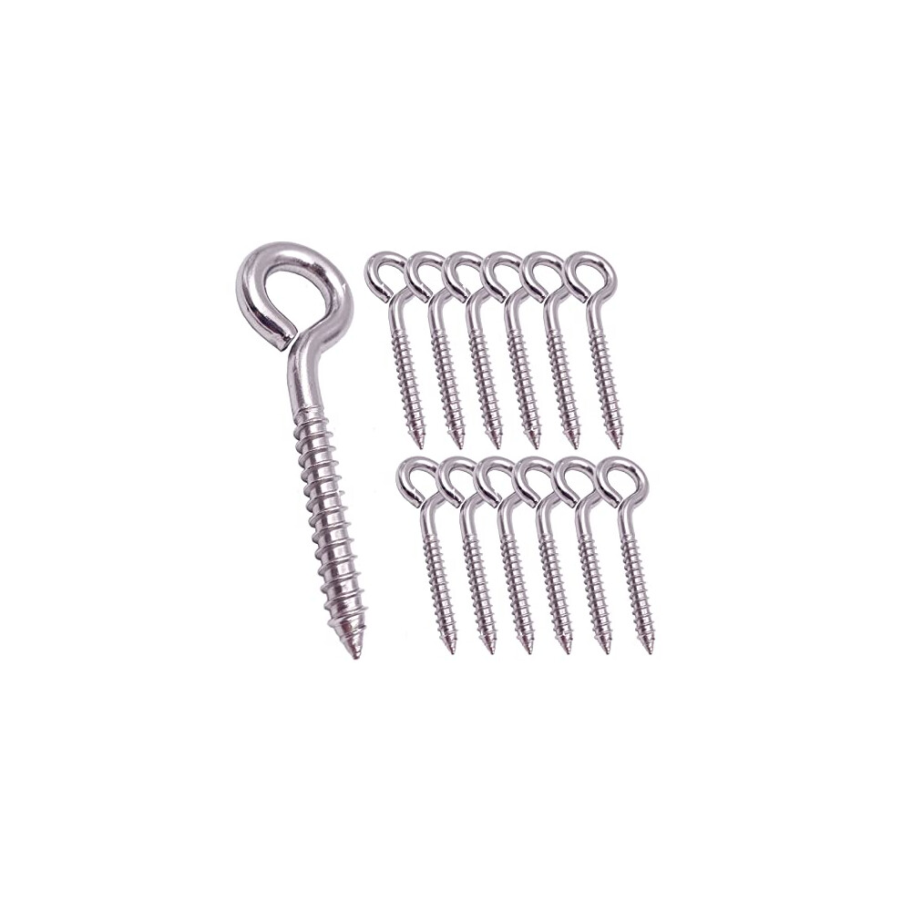 12 Pack 304 Stainless Steel Screw Eyes, Heavy-Duty Screw Hooks, Screw Eyes, Small Eyelets, Screw Lagging Eye Bolts, Indoor And Outdoor, Self-Tapping 192881983555