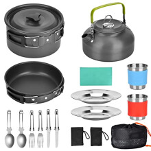 Camping Cooking Set Outdoor Camping Pans Pots and Stove Cooking Gear for Outdoor Hiking BBQ Picnic Campfire Backpacking Travel (Style A)