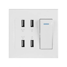USB Outlet-4 Ports Switch Control USB Wall Outlet (220 250V) 5V 2.1A/1A 4100mA