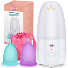 YTYOMUR Menstruationskopp Damps Sterilisator med 2 Återanvändbara Menstruationskoppar