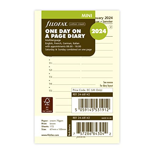 Mini day per page cotton cream 4 language 2024 diary