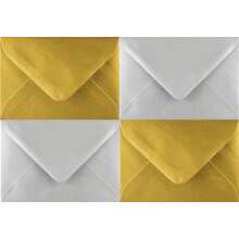 C5 Coloured envelopes for A5 Greeting Cards Wedding Invitation Crafts 162x229mm- Pack of 12 envelopes (Gold and Silver)