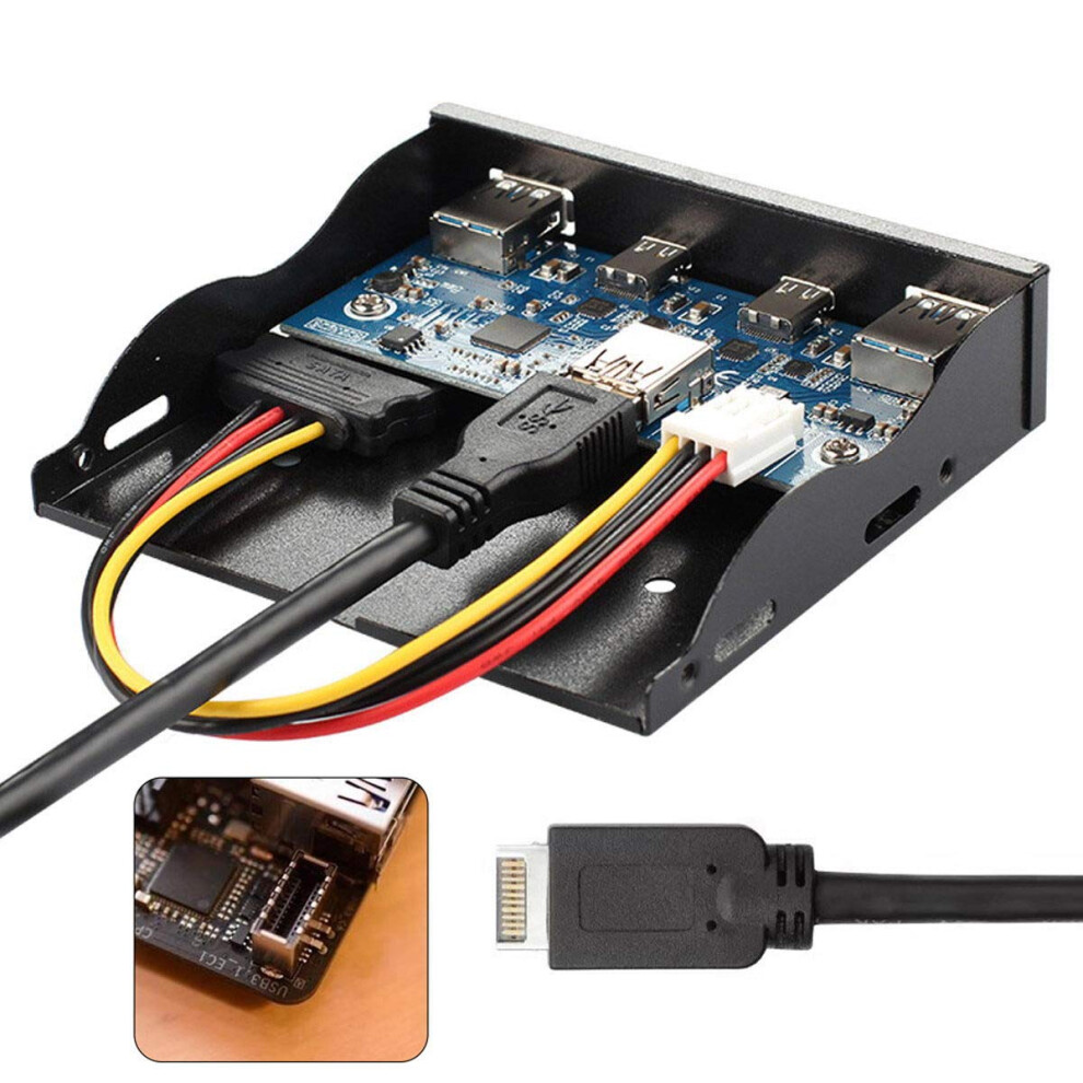 Usb 3.1 Front Panel Header To Usb-C & Usb 3.0 Hub 4 Ports Front Panel Motherboard Cable For 3.5" Floppy Bay 8414719326559