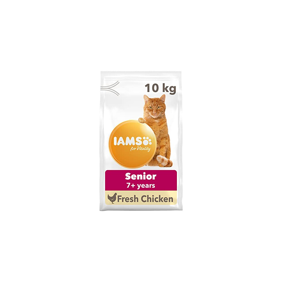 Iams Complete Dry Cat Food For Senior 7+ Cats With Chicken 10 Kg