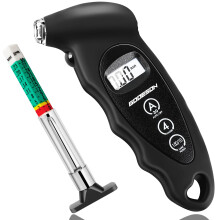 Digital Tyre Pressure Gauge 150 PSI 10 Bar with 4 Settings and Tyre Tread Depth Gauge UK, Car Accessory with Backlit LCD, Tyre Gauge Suitable for Cars