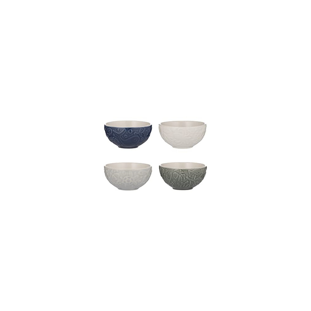 Nautical Set of 4 Prep Bowls, Grey