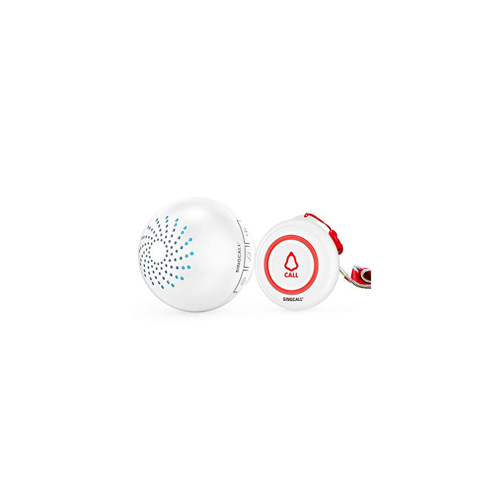 Singcall Wireless Caregiver Pager Smart Call System 1 Sos Call Buttons/Transmitters 1 Receivers Nurse Calling Alert Patient Help System For Home/Personal