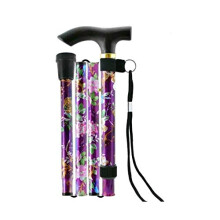 Easy Adjustable Folding Flower Design Walking Stick Durable Lightweight Portable Hand Walking Stick - Balancing Mobility Aid - Sleek Comfortable T