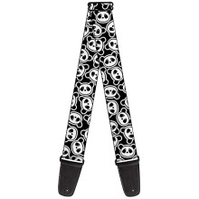 GS-W34513 Guitar Strap Scattered Panda Bear Cartoon2 Black White, 2" Wide - 29-54" Length