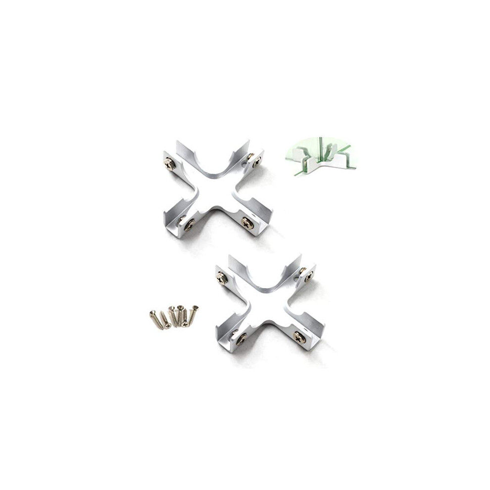 Cross Shape Glass Clamp Aluminium Alloy Glass Support Bracket Fit For 8-12Mm Glass Thickness Come With Screws (Pack Of 2) 079747415293