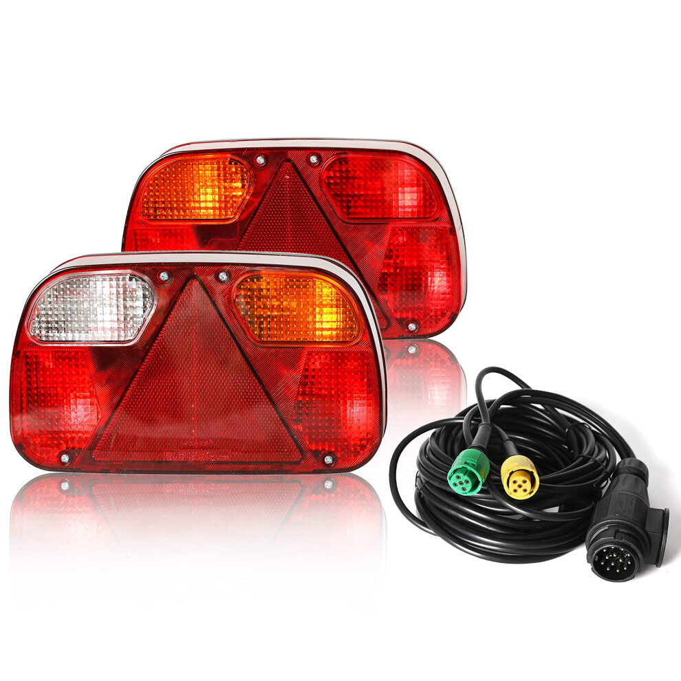 2 Pack Halogen 13 Pin Trailer With Pre-Wired 5.5M Cable 13 Pin Plug & 5-Pin Bayonet Plug Connection, E-Mark Approved Light 752811878629