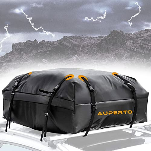 Car Roof Bag,15 Cubic Feet Waterproof Soft Roof Top Luggage Bag, Storage Box for Travel and Luggage Transport, for Cars, Vans, SUVs with 8 Reinforced