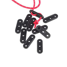 GUK45423B 20PCS Plastic Cord Tensioners with 3-Hole Design for Tent Guy-Line Rope Adjusters - Hiking Camping Outdoor (Black)