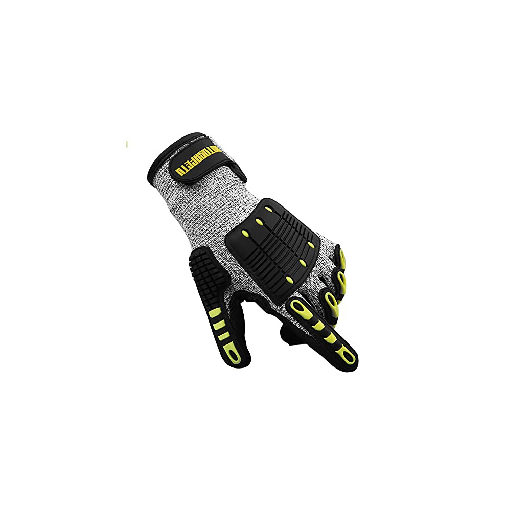Mechanics Anti Vibration Glovesï¼Tpr Anti Impact Cut Resistant Glove Heavy Duty Safety Work Gloves For Drilling Equipment Operation,Tool Handling, 8752812478363
