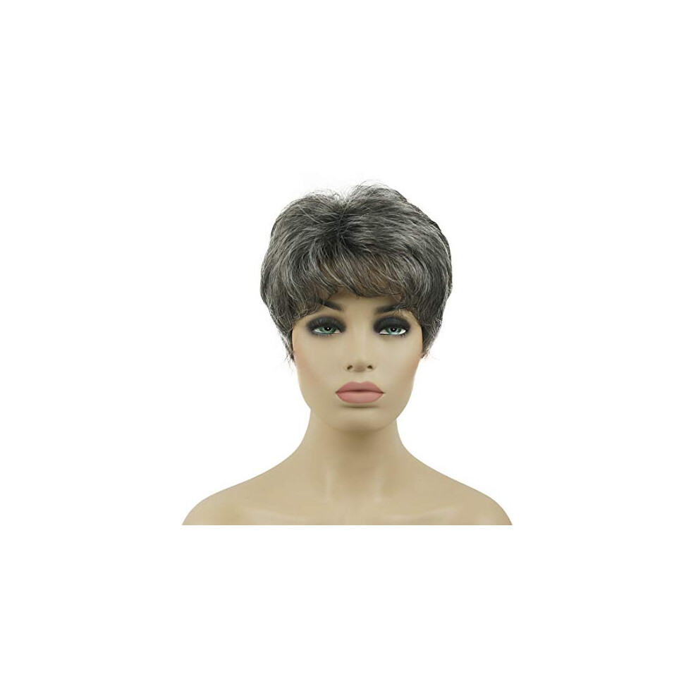 Lydell Unisex Gray Women's Wigs Natural Short Curly Hair Synthetic Full Wig