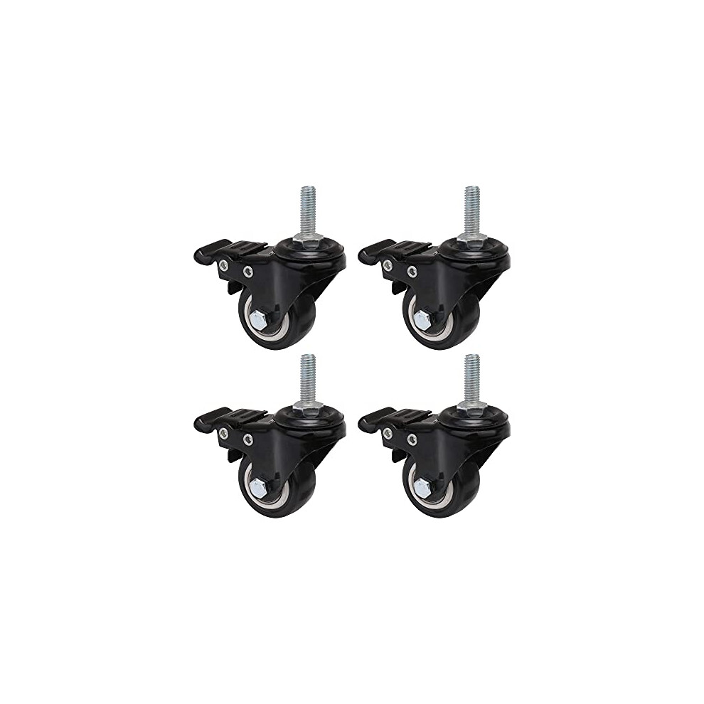 Shanoer 4Pcs Heavy Duty Pu Swivel Castor Wheels With Brake Lockable 240Kg M8x25mm Trolley Furniture Caster Replacement 720355654122