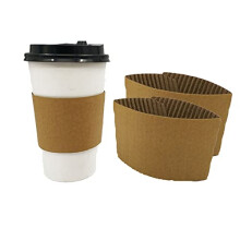 100pcs Kraft Coffee Cup Sleeves,Corrugated Cardboard Paper Cup Jacket for Hot and Cold Drinks Heat Insulation Glass Bottle Mug Cup Sleeve Protector