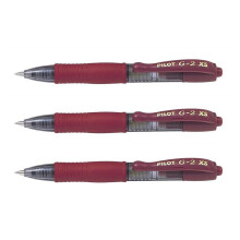 Set of 3 Mini Gel Ink Rollerball Pens G2 XS7 Pixie Line 0.4 mm (Ball 0.7 mm) Burgundy