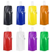 Foldable Sports Bottle, 8 pcs 480ml Collapsible Water Bottle Plastic Water Bag Reusable Drink Pouches Bags with Clip, Foldable Water Bags Drinks