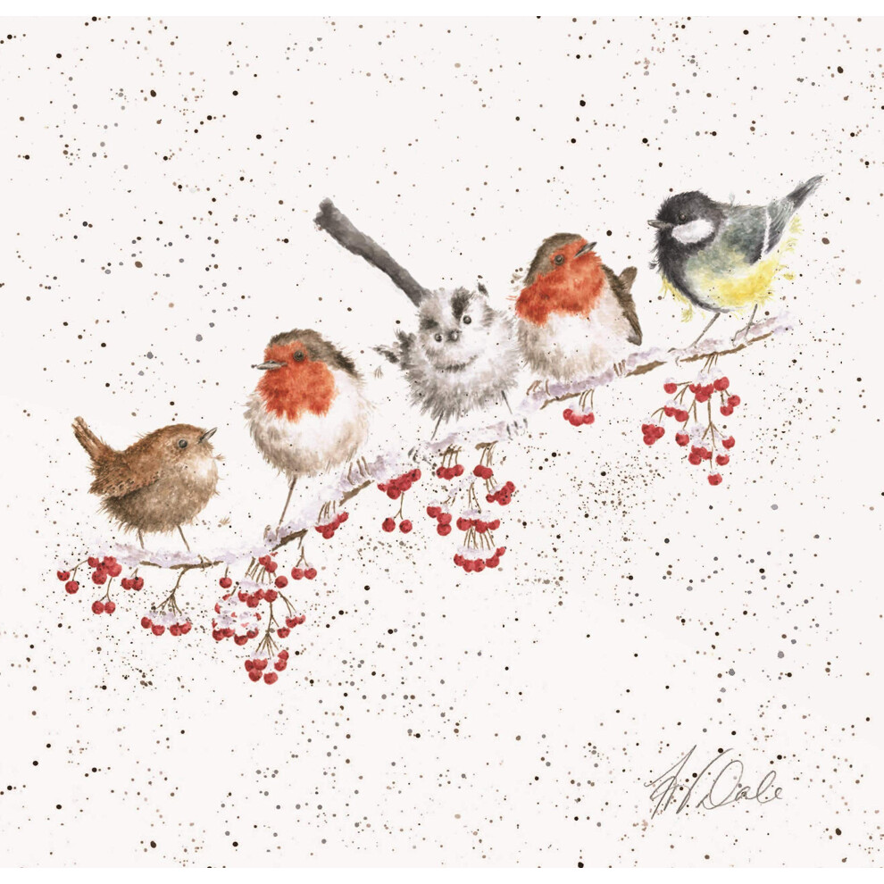 Wrendale Garden Birds Print On White Square Canvas 20 Centimetre One Snowy Day